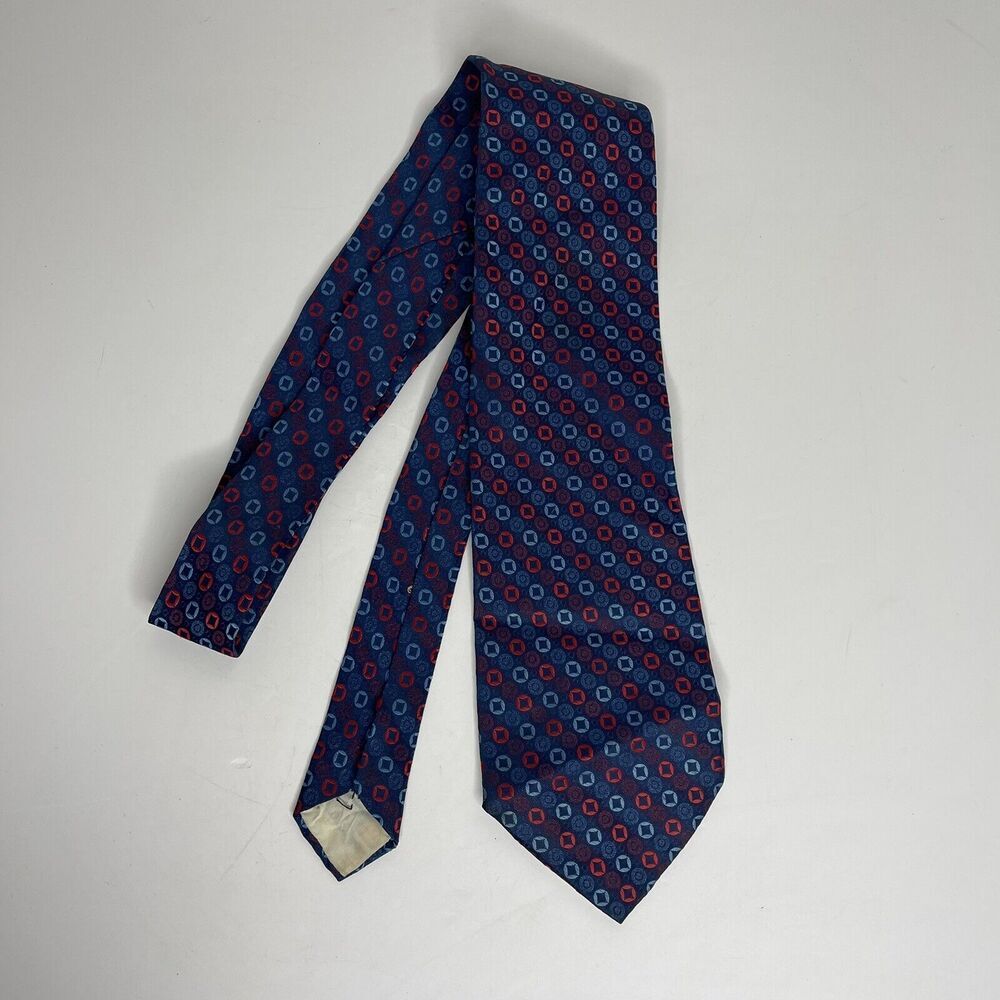 Vintage Navy‎ Necktie Wide Tie Geometric Polyester